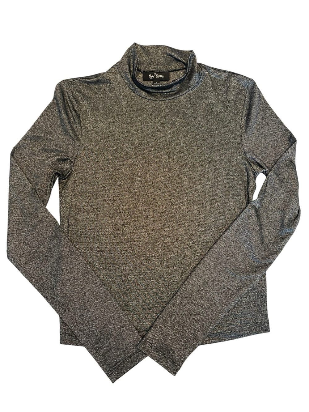 NeoDeco Stardust Fairycore Shimmery Metallic Mock Turtleneck Slim Fit Small EUC